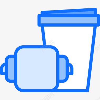 牛角包咖啡72蓝色图标图标