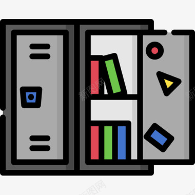储物柜大学31线性颜色图标图标