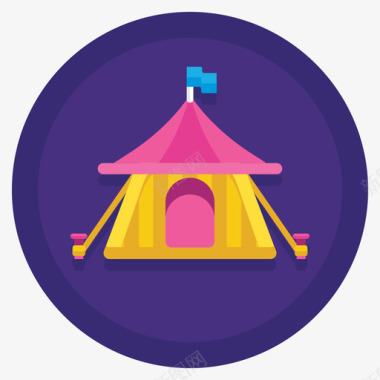 帐篷马戏团86圆形扁平图标图标