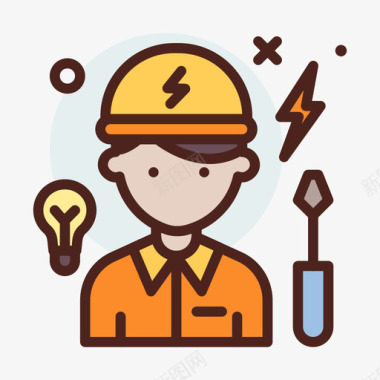 电工男性职业3线性颜色图标图标
