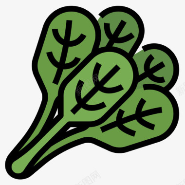 菠菜沙拉原色图标图标