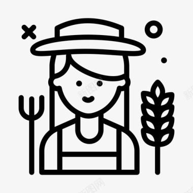 农民女性职业1直系图标图标
