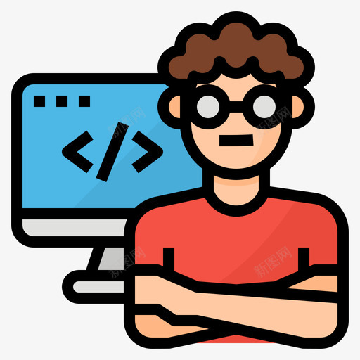 程序员职业13线性颜色图标svg_新图网 https://ixintu.com 程序员 线性 职业 颜色