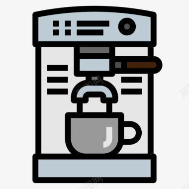 咖啡机咖啡厅120线性颜色图标图标