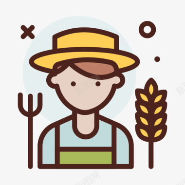 农夫男人职业3线性颜色图标图标