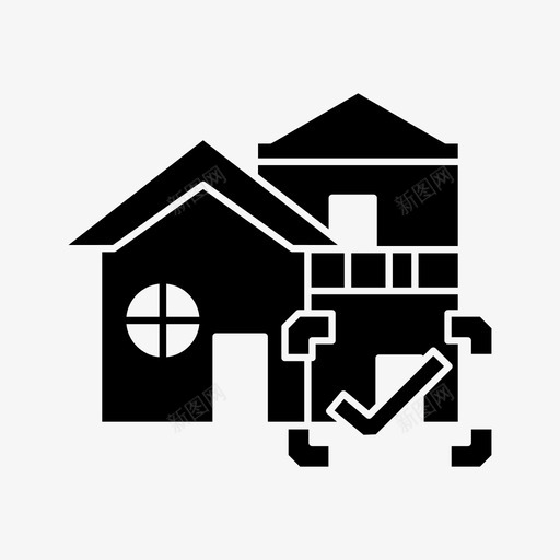 房屋出售建筑物财产图标svg_新图网 https://ixintu.com 出售 建筑物 房地产 房屋出售 核实 财产