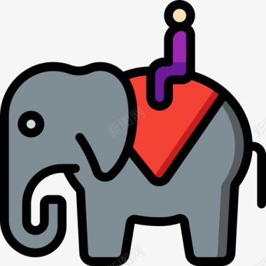 大象间隔年1线性颜色图标图标