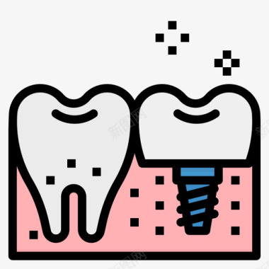 种植体牙科43线性颜色图标图标