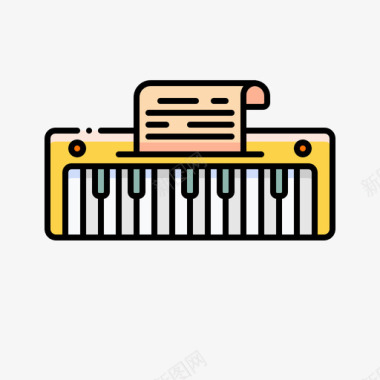 键盘32乐器线型彩色图标图标