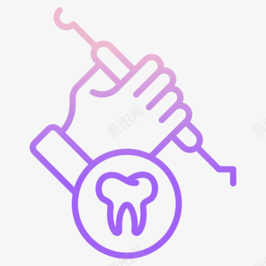 牙科探针牙科38轮廓梯度图标图标