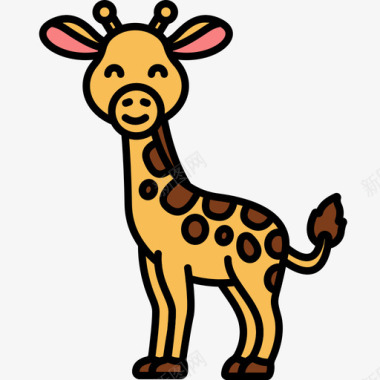 长颈鹿动物27线性颜色图标图标