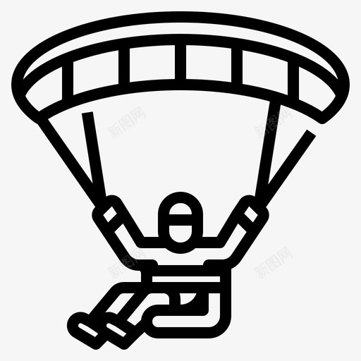 滑翔伞极限运动6直线型图标svg_新图网 https://ixintu.com 极限运动 滑翔伞 直线 线型