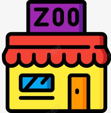 礼品店动物园24线性颜色图标图标