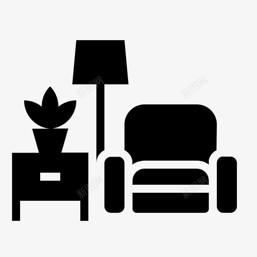 客厅套椅子家庭图标svg_新图网 https://ixintu.com 客厅 家具 家居 家庭 椅子 生活 雕文