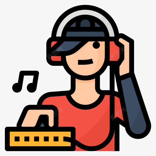 DJ职业16线性颜色图标svg_新图网 https://ixintu.com 线性 职业 颜色