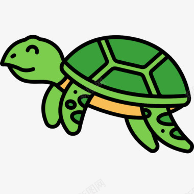 乌龟动物27线形颜色图标图标