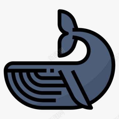 鲸鱼塑料污染3线性颜色图标图标