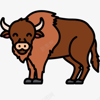 野牛动物27线形颜色图标图标