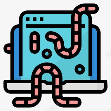 蠕虫网络安全26线性颜色图标图标
