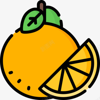 橙色水果和蔬菜58线形颜色图标图标