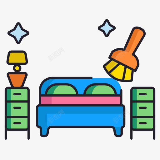 床垫清洁101线性颜色图标svg_新图网 https://ixintu.com 床垫 清洁 线性 颜色
