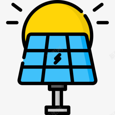 太阳能可再生能源2线性颜色图标图标