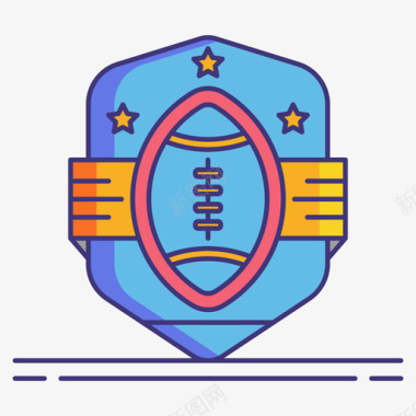 徽章美式足球50线型颜色图标图标
