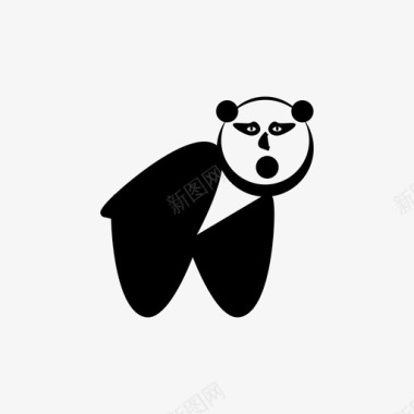 熊猫惊艳动物表情符号图标图标