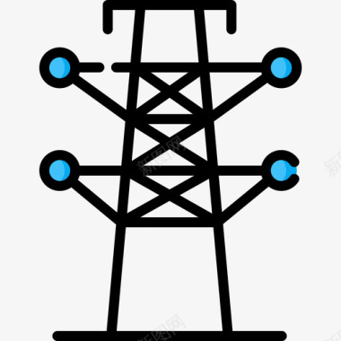 电塔可再生能源2线性颜色图标图标