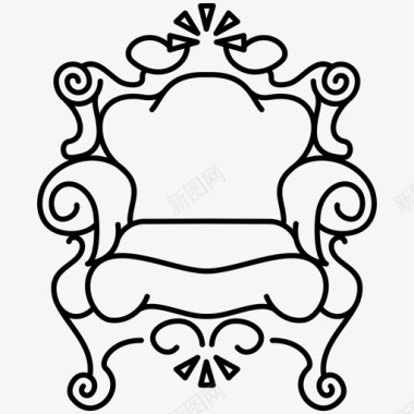 巴洛克扶手椅装饰维多利亚风格图标图标