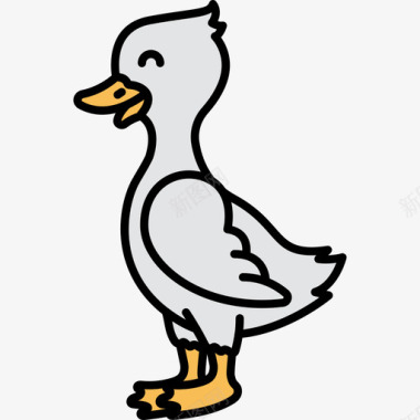 鸭动物27线形颜色图标图标