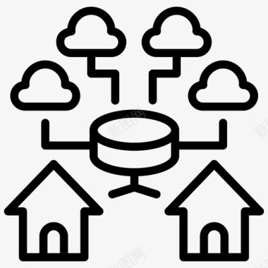 家庭网络云计算云网络图标图标