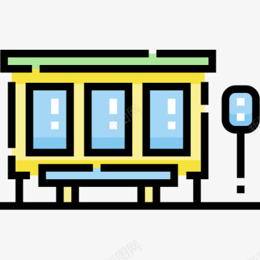 公交车站车辆运输5线颜色图标图标