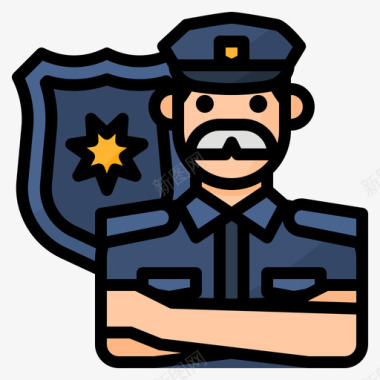 警察职业13直系肤色图标图标