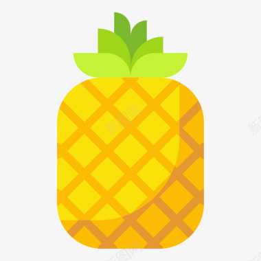 菠萝水果和蔬菜49扁平图标图标