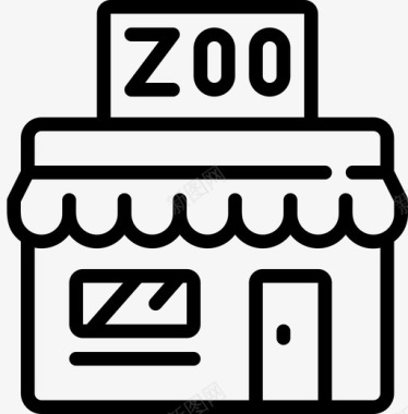 礼品店动物园25线性图标图标