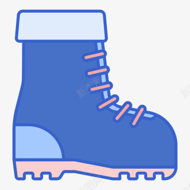 雪地靴冬季旅行线性颜色图标图标