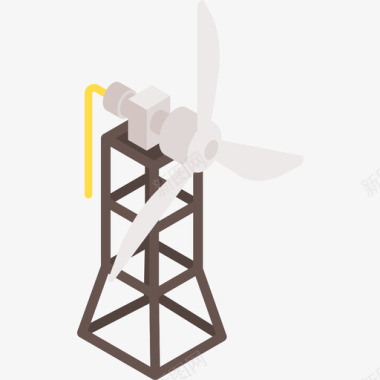 风力涡轮机可再生能源27扁平图标图标