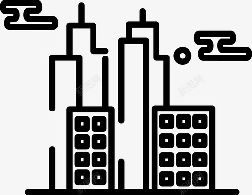 建筑城市云图标svg_新图网 https://ixintu.com 城市 建筑