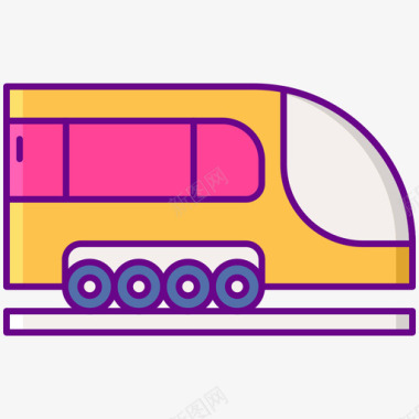 火车夏季旅行1线性颜色图标图标