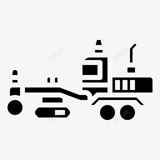 填料平地机施工机械图标svg_新图网 https://ixintu.com 填料 平地机 施工 机械