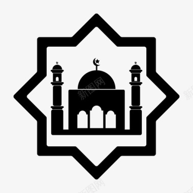 清真寺神圣的伊斯兰的图标图标