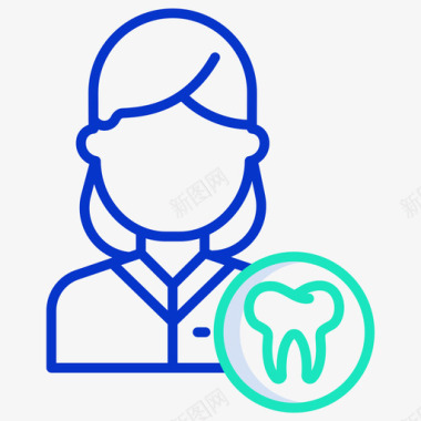 牙医牙科39轮廓颜色图标图标
