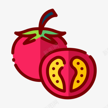 番茄农业用70线性颜色图标图标