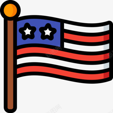 美利坚合众国独立日第6日线性颜色图标图标