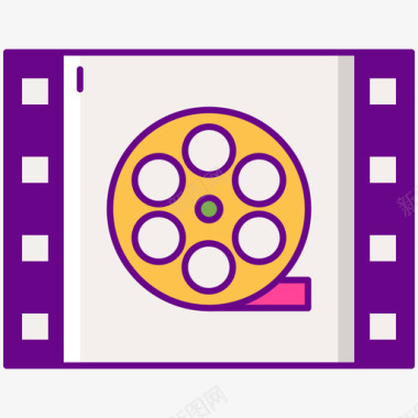 纪录片电影院线性色彩图标图标