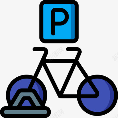 自行车停车场公共服务9线性颜色图标图标