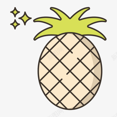 菠萝热带56线形颜色图标图标