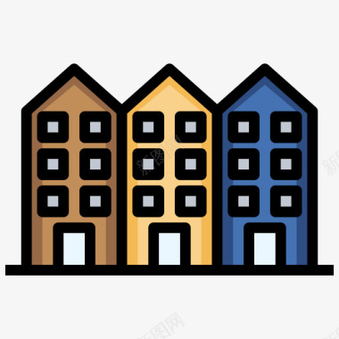 房地产出租房产3线性颜色图标图标
