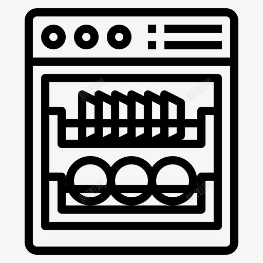 洗碗机烹饪85线性图标svg_新图网 https://ixintu.com 洗碗机 烹饪 线性